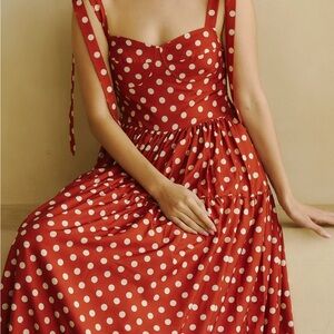 Nothing Fits But Zoe Polka Dot Red Sundress with Tie Straps
